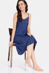 Zivame Floral Vows Woven Mid Length Nightdress - Medieval Blue — thumbnail 4